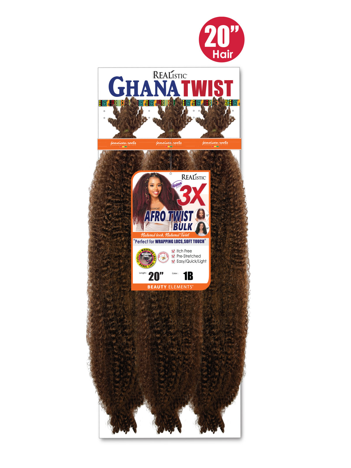 3X AFRO TWIST BULK 20" - Color 1B