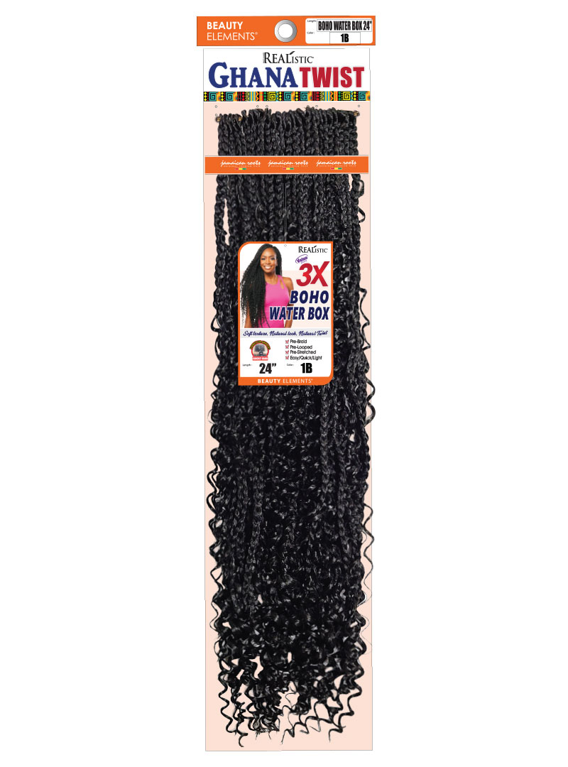 REALISTIC 3X GHANA TWIST BOHO WATER BOX - pre-looped crochet braids
