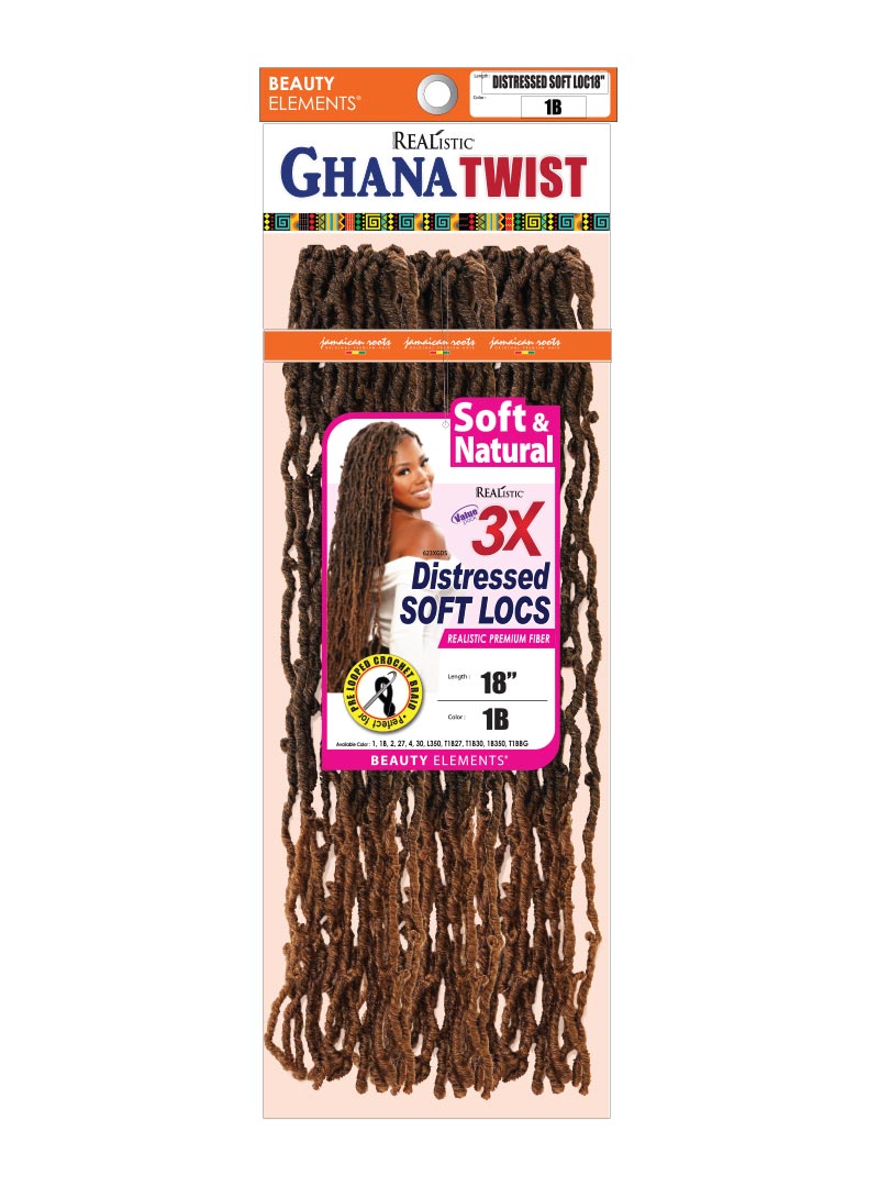 REALISTIC 3X GHANA TWIST DISTRESSED SOFT LOCS - pre-looped braiding hair