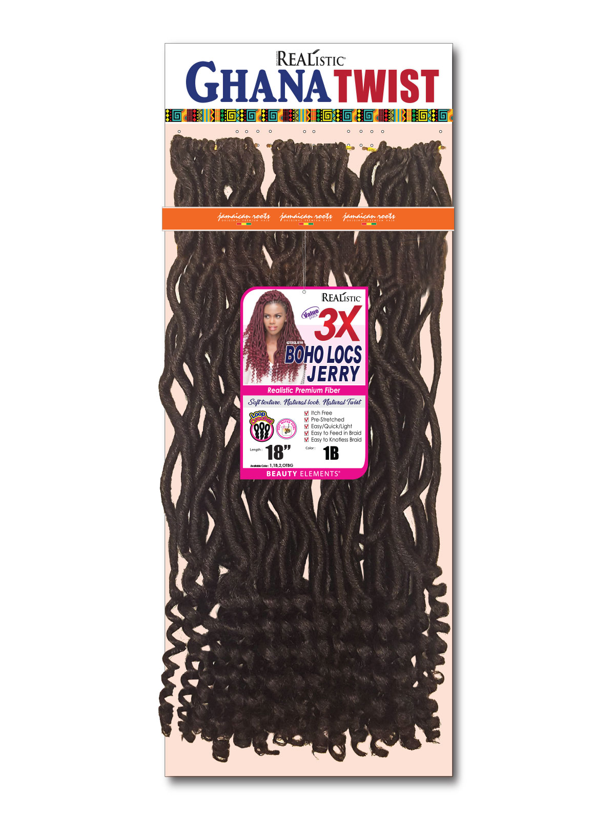 REALISTIC 3X GHANA TWIST BOHO LOCS WAVY 18"(LOOP) - pre-looped crochet hair bundles