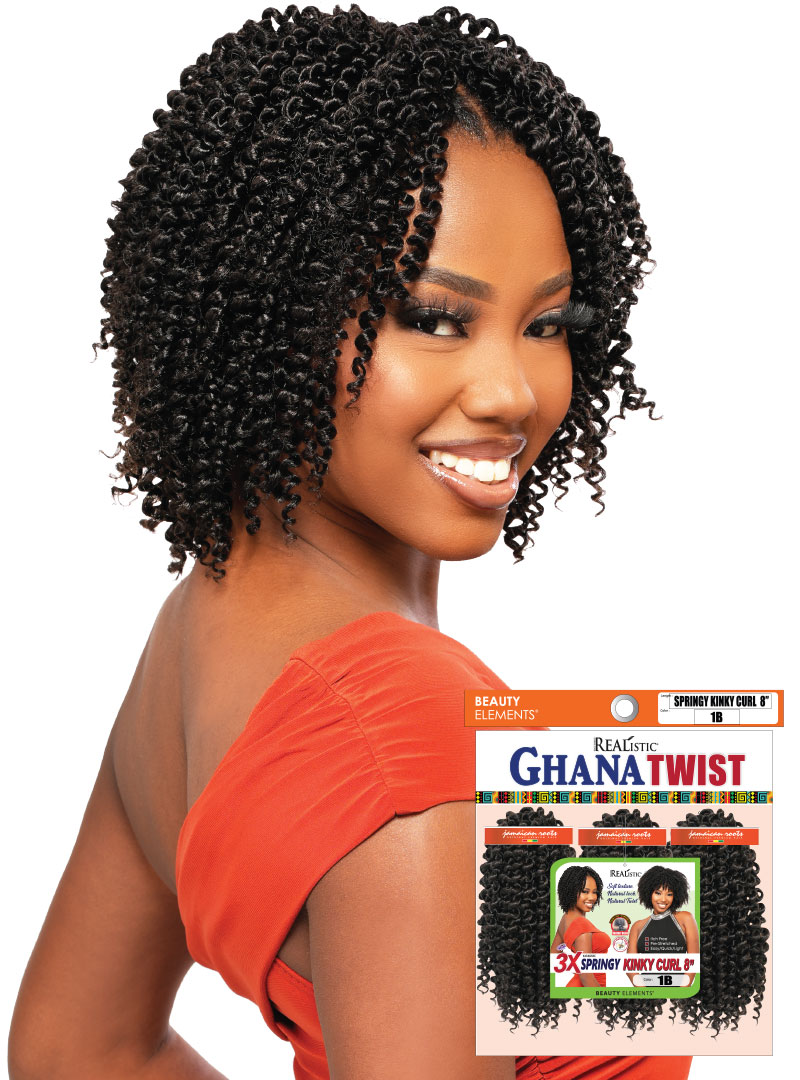 *REALISTIC 3XGHANA TWIST SPRINGY KINKY CURL 8"