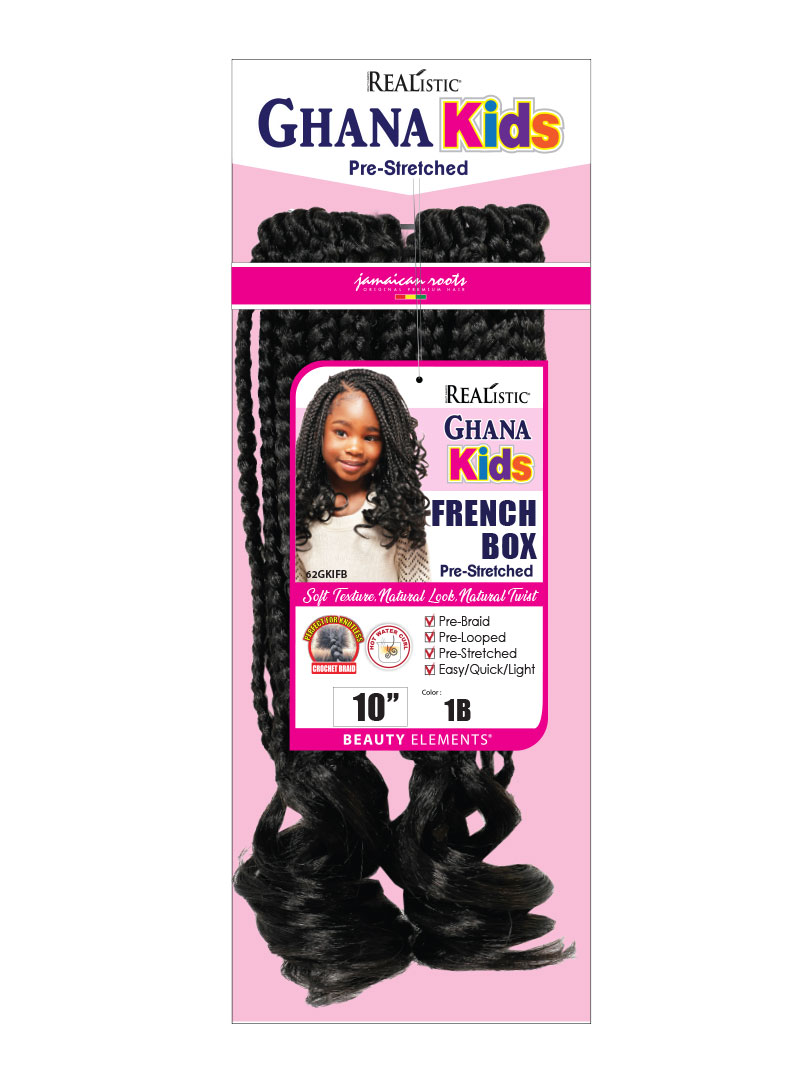 REALISTIC GHANA KIDS FRENCH BOX 10" - pre-looped crochet braids