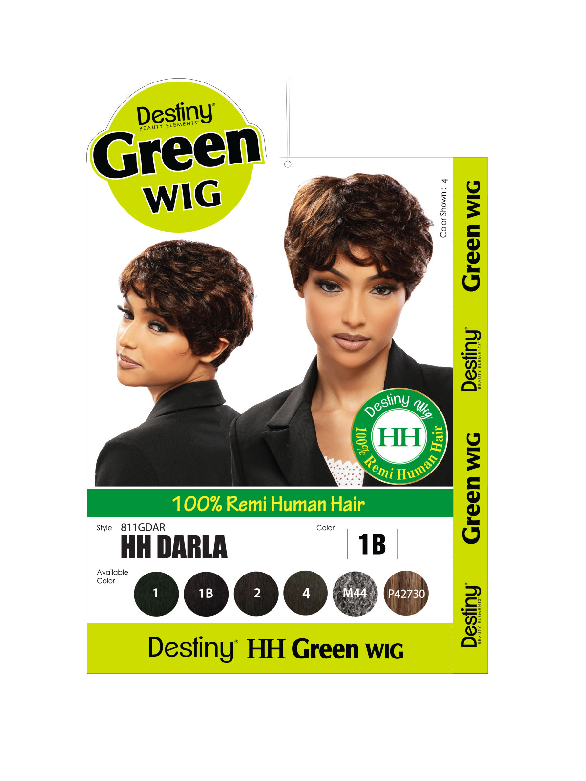 Destiny Green Wig-Human Hair DARLA - 100% Remi Human Hair - Color: 1B