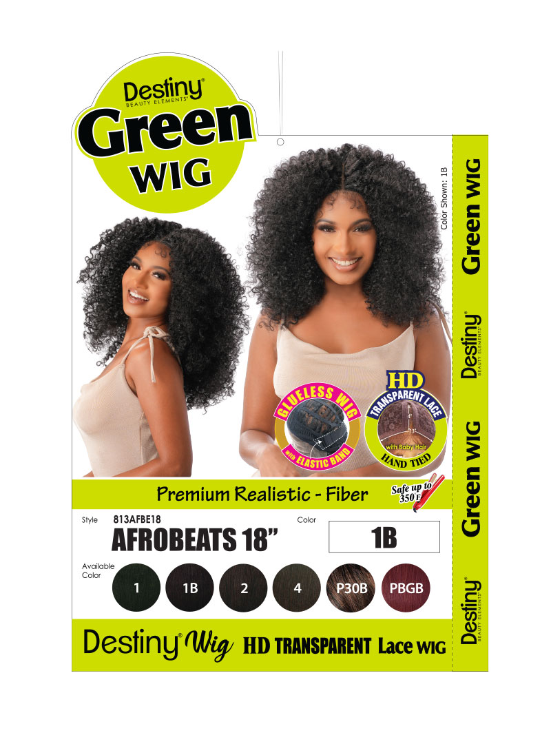 DESTINY GREEN LACE WIG AFROBEATS (GLUELESS, HD LACE PART, HI HEAT)