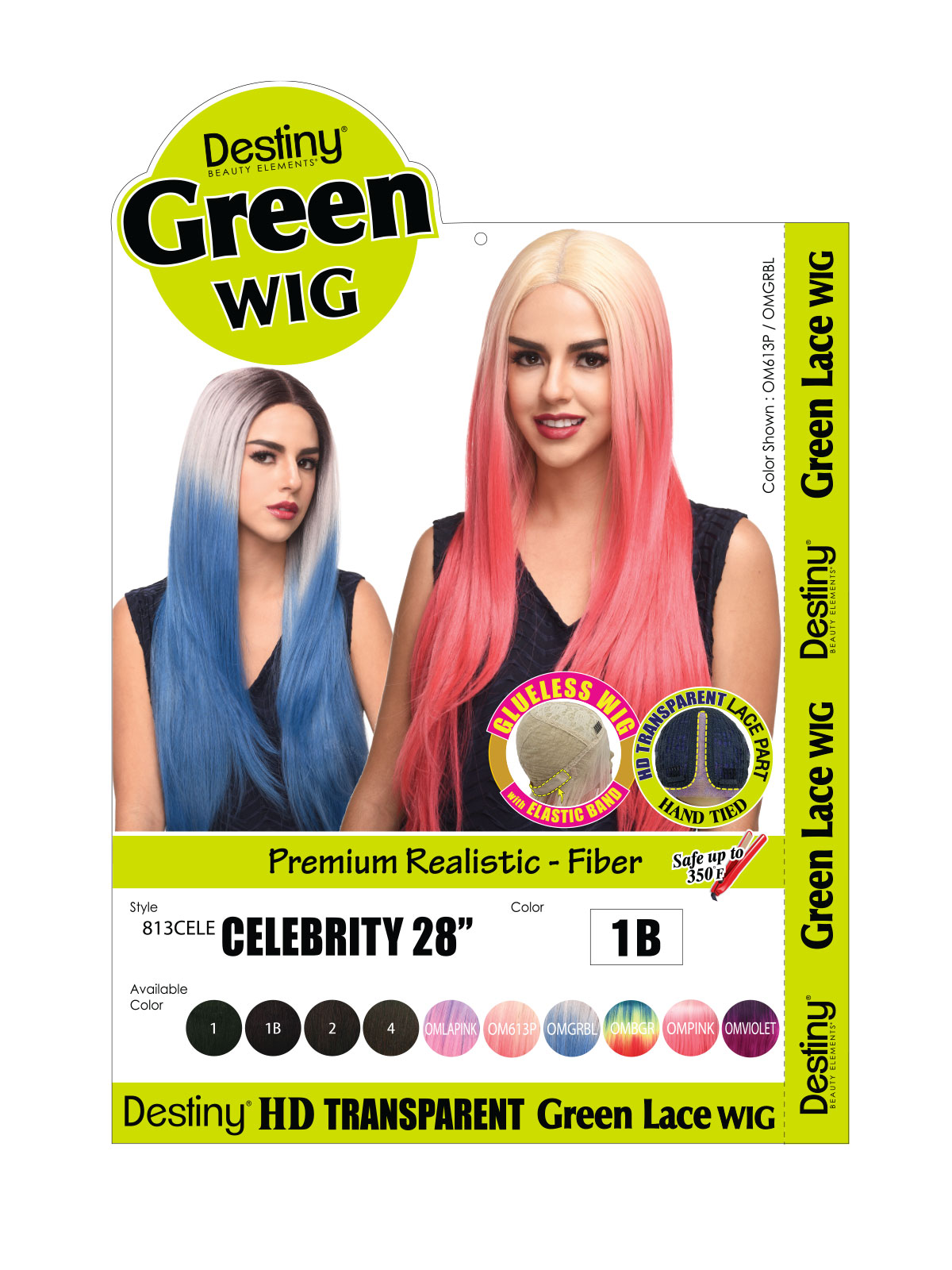 DESTINY GREEN LACE WIG CELEBRITY 28" (HI HEAT, LACE PART)