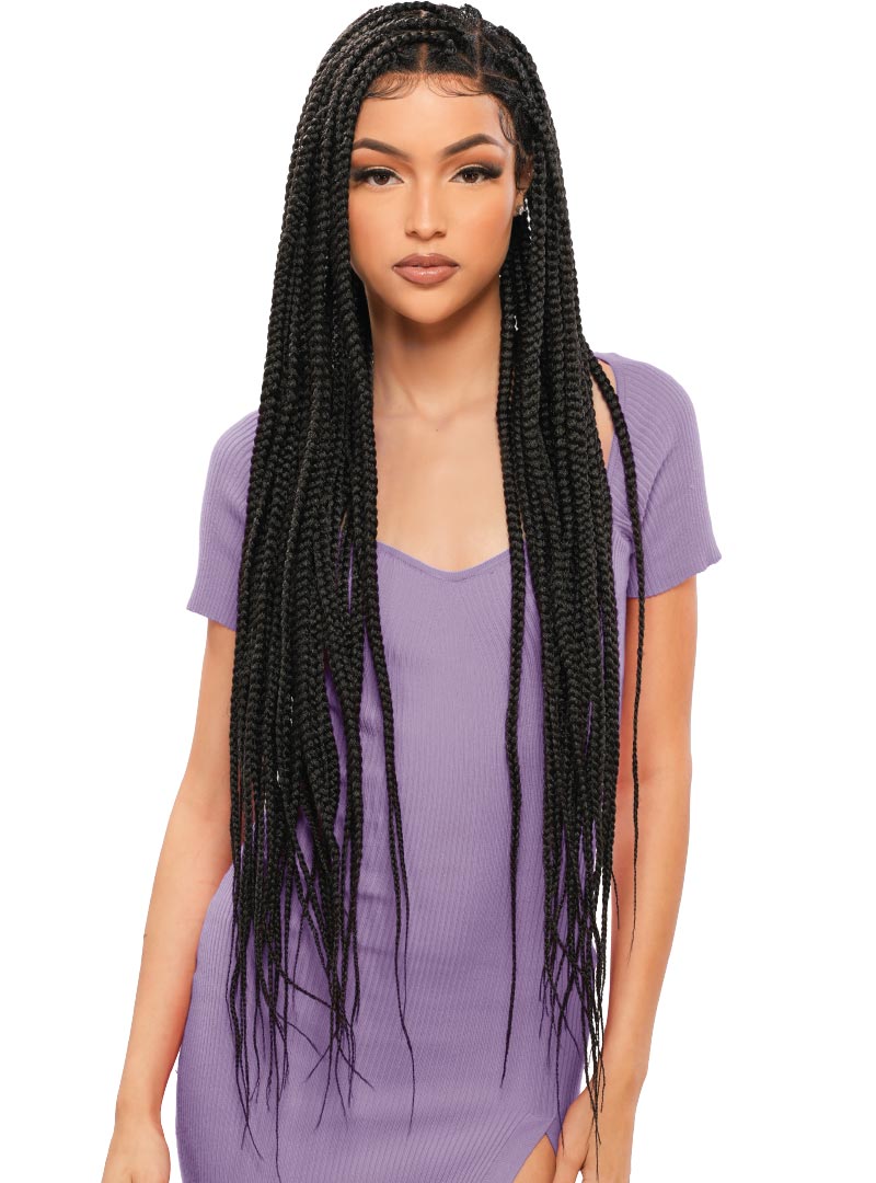 DESTINY GREEN FULL LACE GLUELESS WIG BOX BRAID 36"