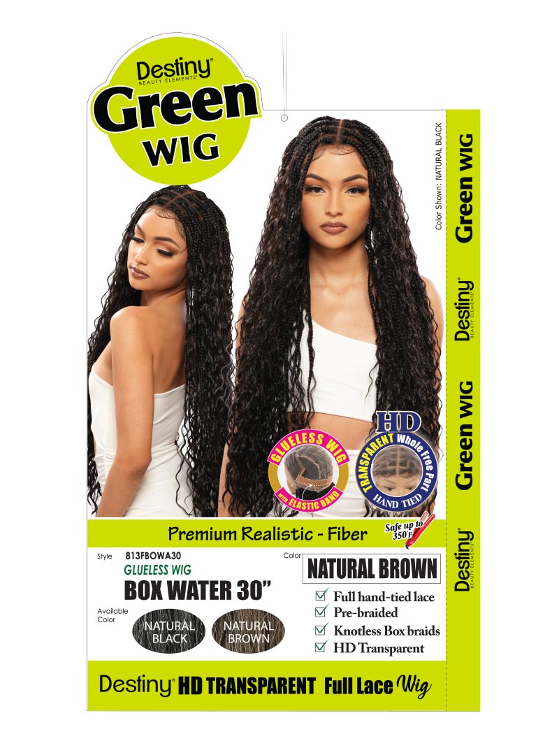 DESTINY GREEN FULL LACE GLUELESS WIG BOX WATER 30"