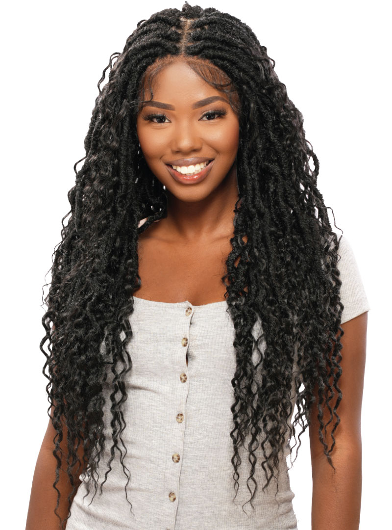Destiny Green LACE GLULESS Wig - Knotless BOHO WATER TWIST 30" (4"x4" HD LACE)