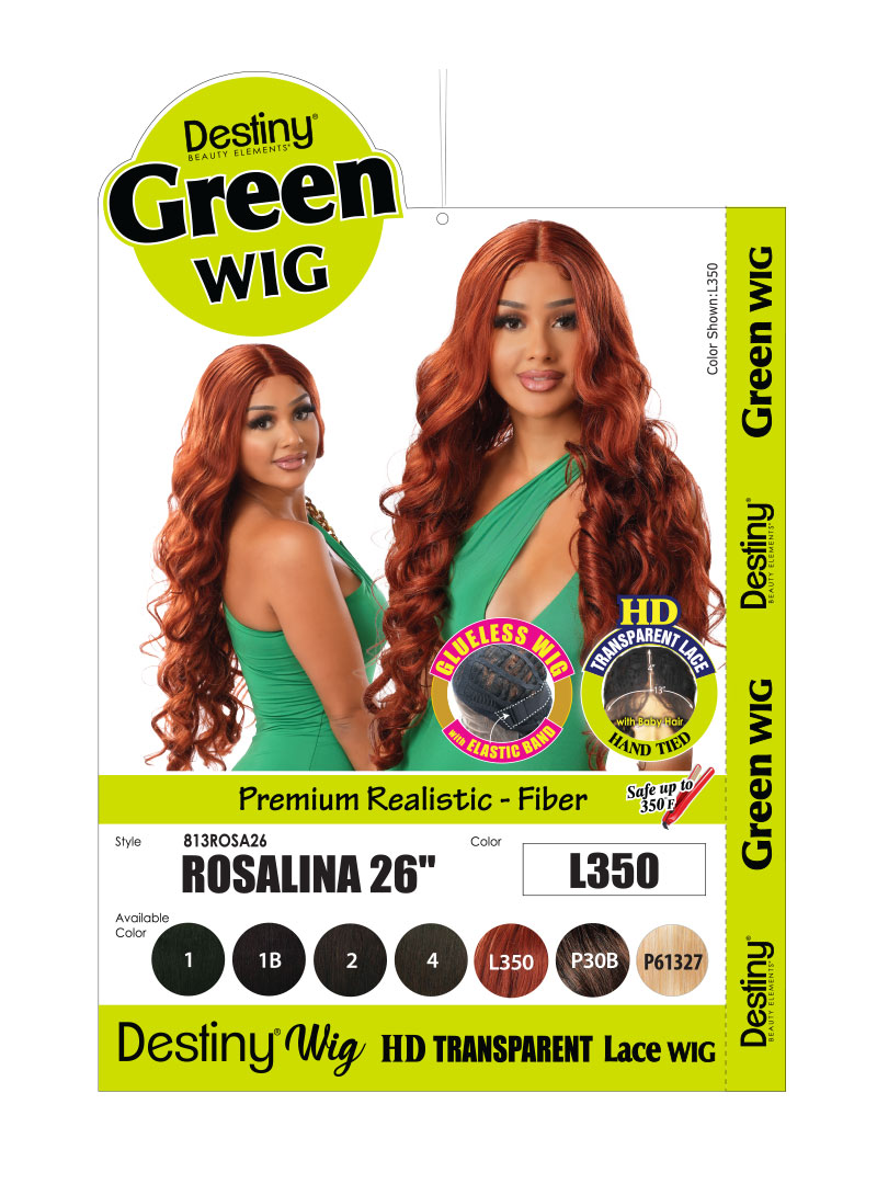 DESTINY GREEN LACE WIG ROSALINA (GLUELESS, HD LACE PART, HI HEAT) 26"
