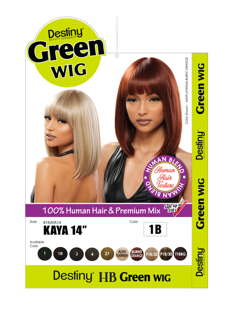 DESTINY GREEN WIG KAYA (HI HEAT) 14" - Bob with bangs