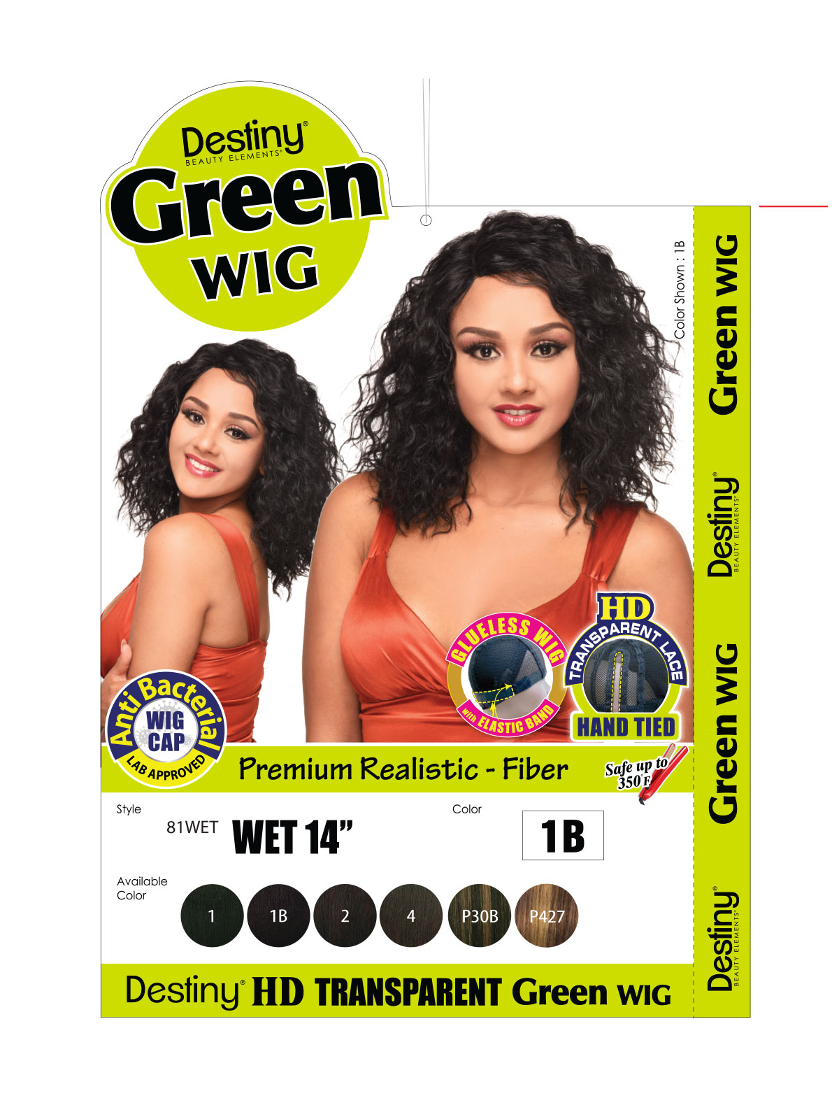 DESTINY GREEN WIG WET 14" - lace wig