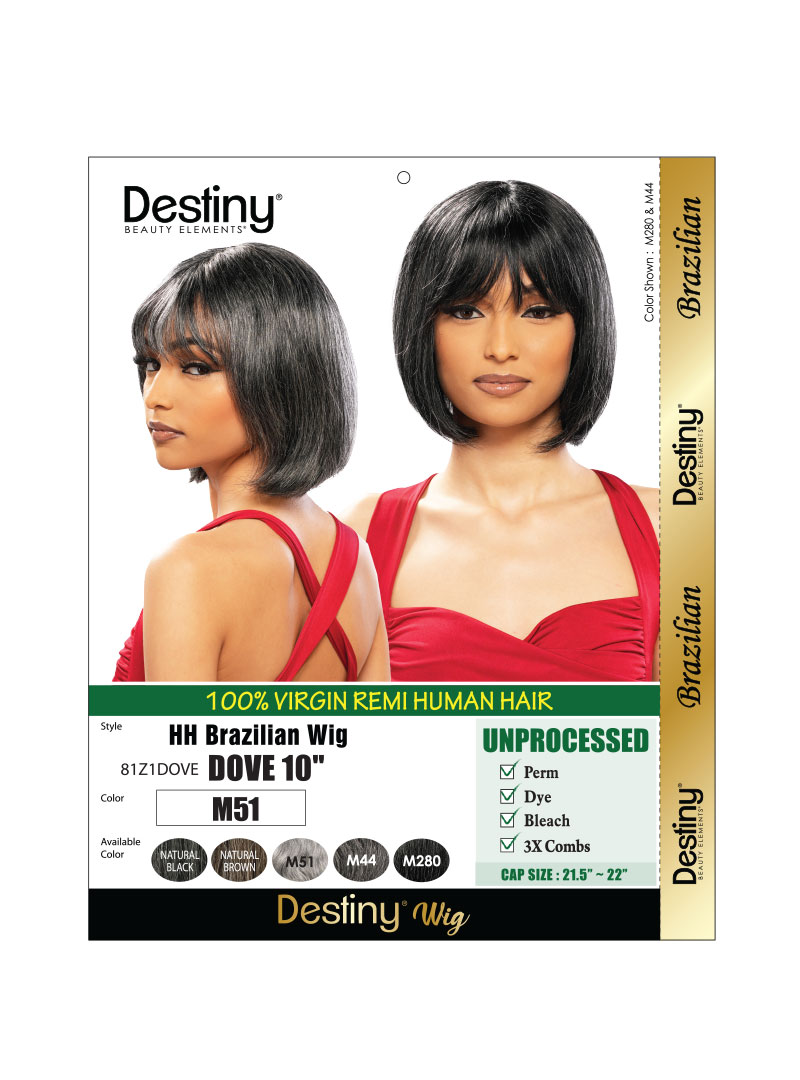 DESTINY Human Hair BRAZILIAN WIG DOVE 10" - Short Straight Bob