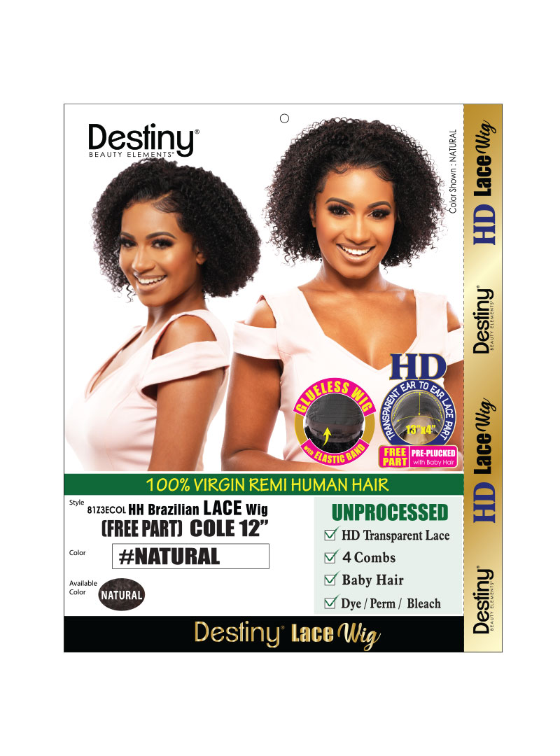 DESTINY Human Hair BRAZILIAN LACE WIG (FREE PART 13X4HD LACE) COLE 12"