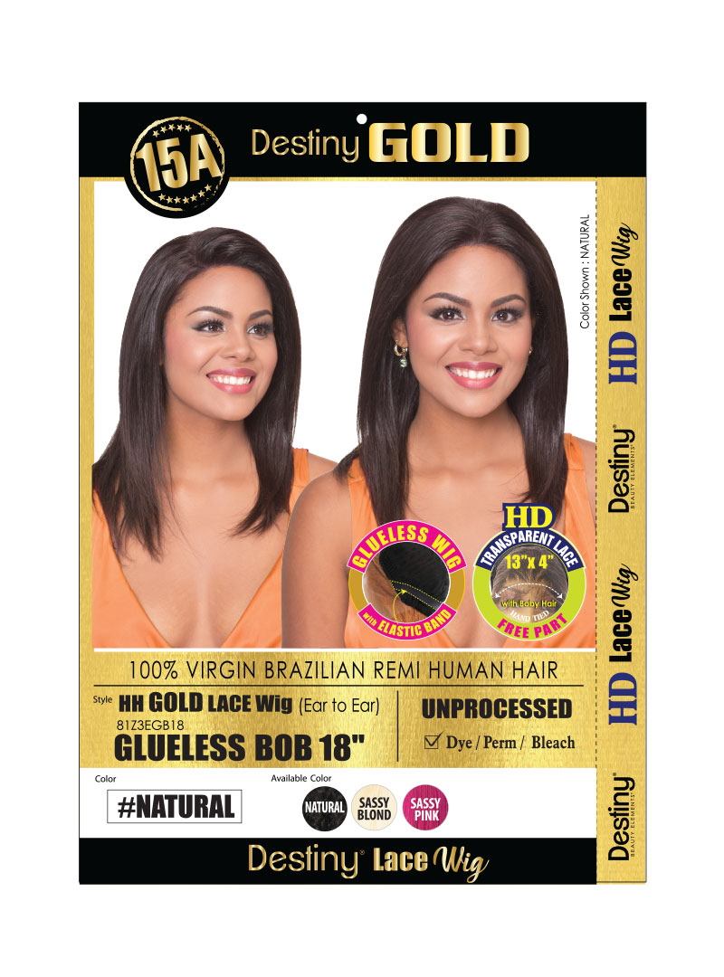 DESTINY Human Hair GOLD LACE WIG (EAR TO EAR) GLUELESS BOB 10"