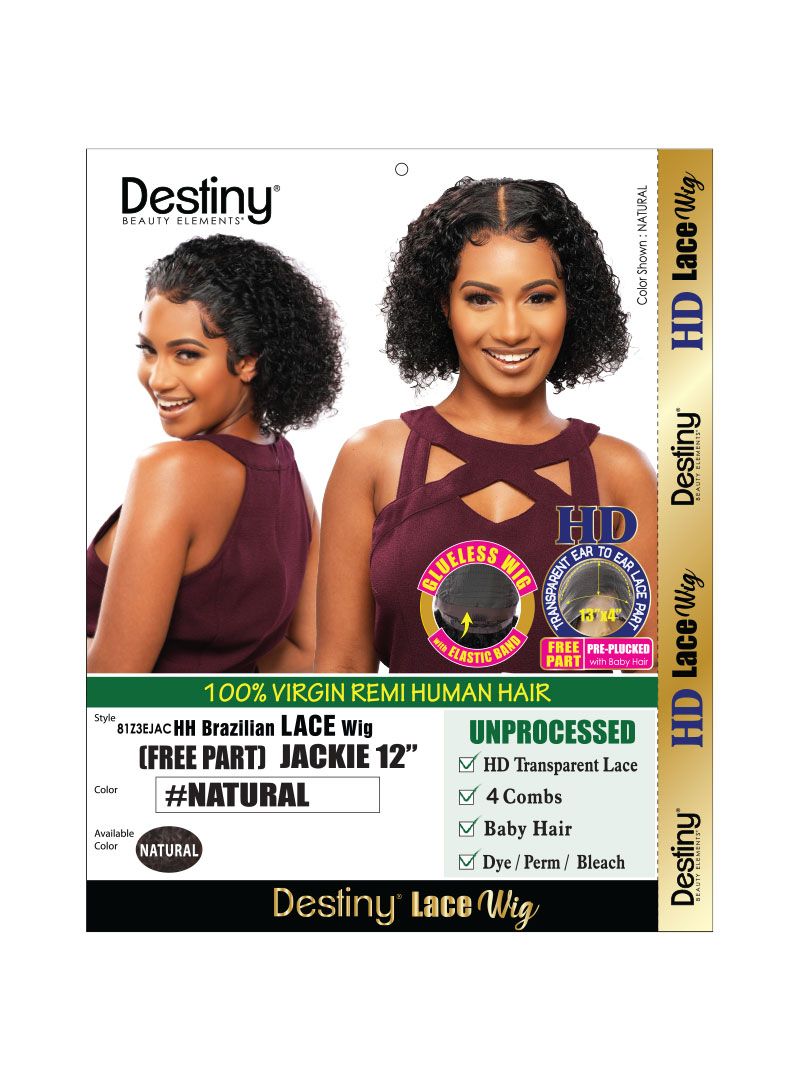 DESTINY Human Hair BRAZILIAN LACE WIG (FREE PART 13X4HD LACE) JACKIE 12"