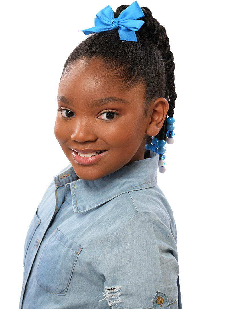 Destiny Kids DS-JUMBO TWIST (BLUE Bead&Bow) 12" - drawstring ponytail