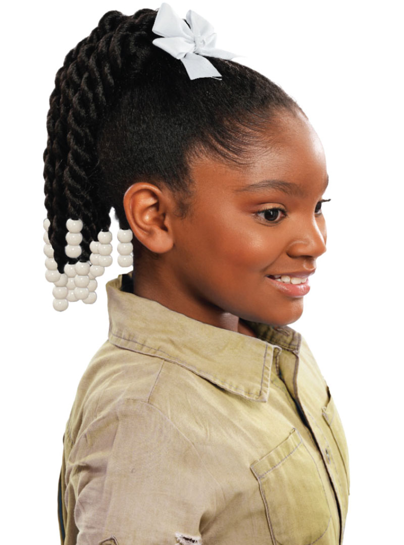 Destiny Kids DS-JUMBO TWIST (WHITE Bead & Bow) 12"