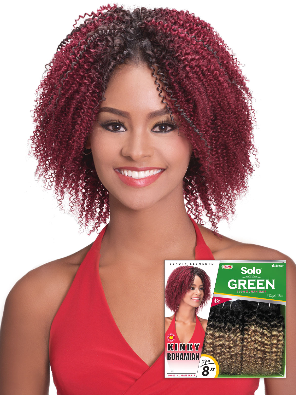 HH SOLO GREEN KINKY BOHEMIAN 8" (4A)