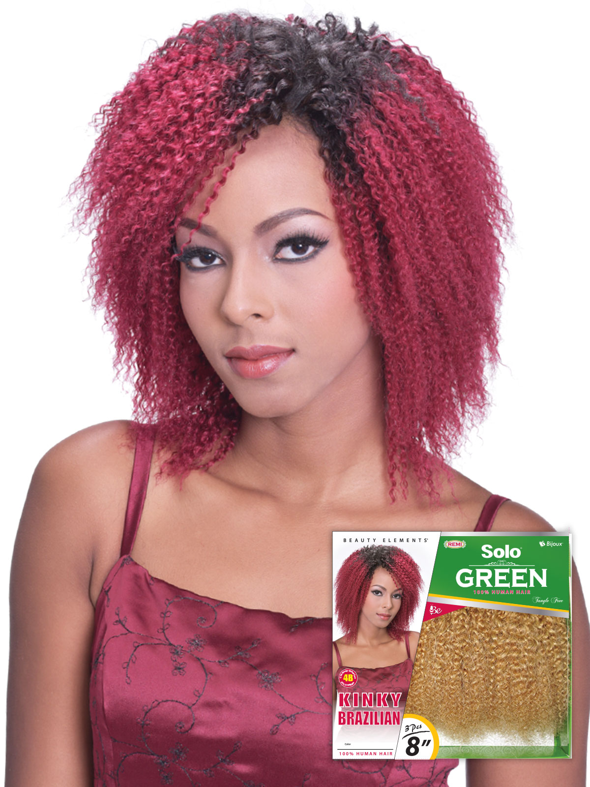 HH SOLO GREEN AFRO KINKY BRAZILIAN 8"