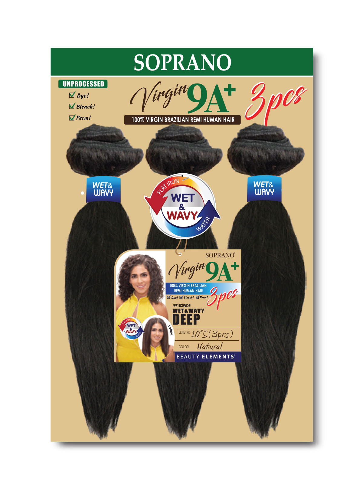 SOPRANO Human Hair BRAZILIAN WET&WAVY DEEP 10"S 12"S (3PCS)