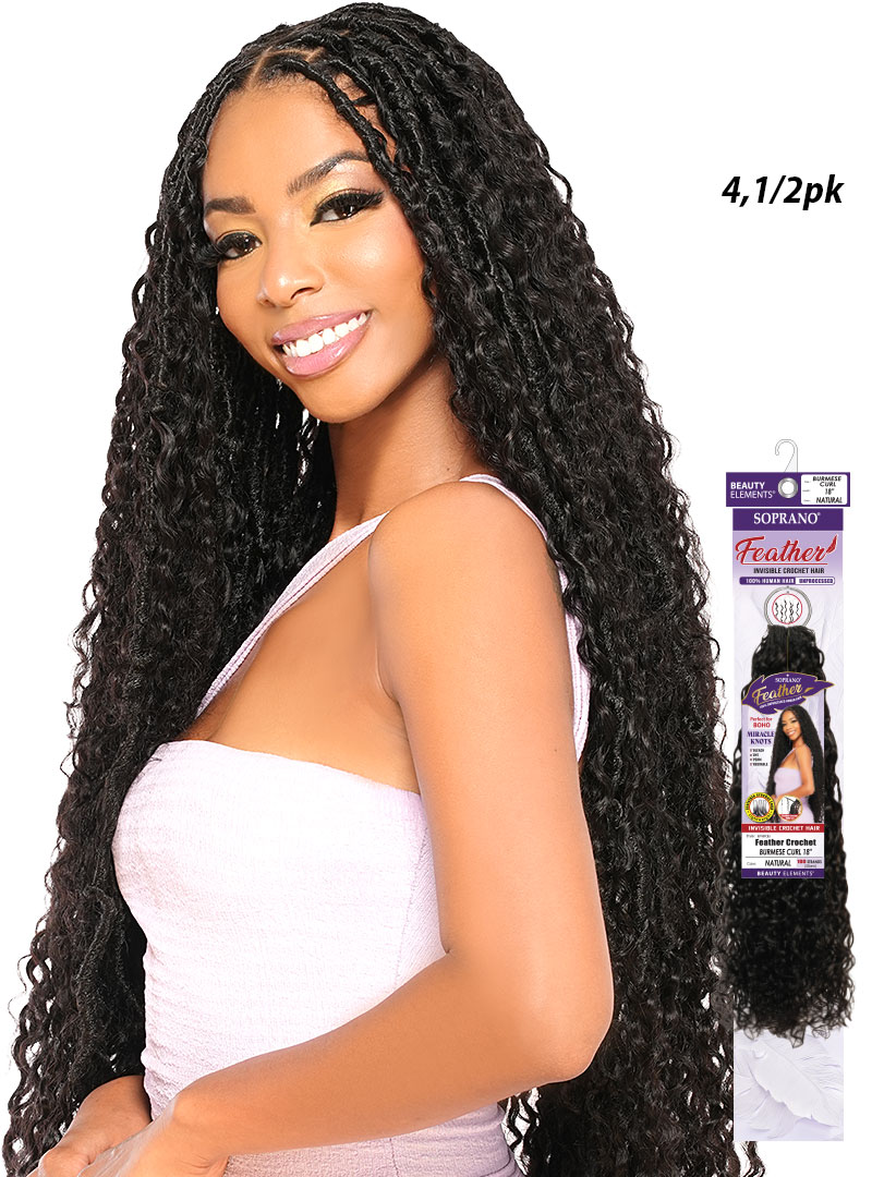 *SOPRANO VIRGIN REMI Feather Line BURMESE CURL (100 strands)