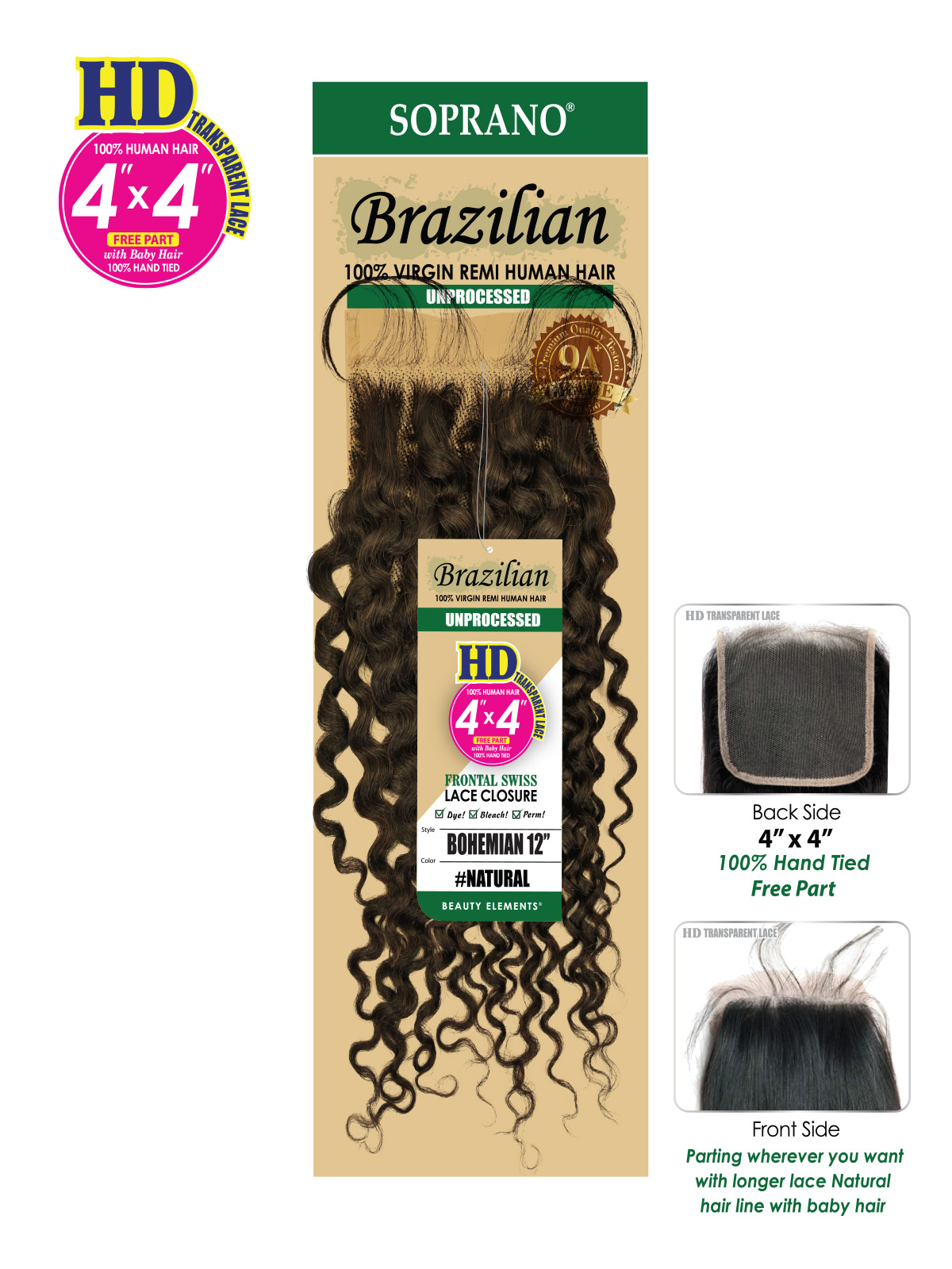 HD 4"X4" CLOSURE BOHEMIAN