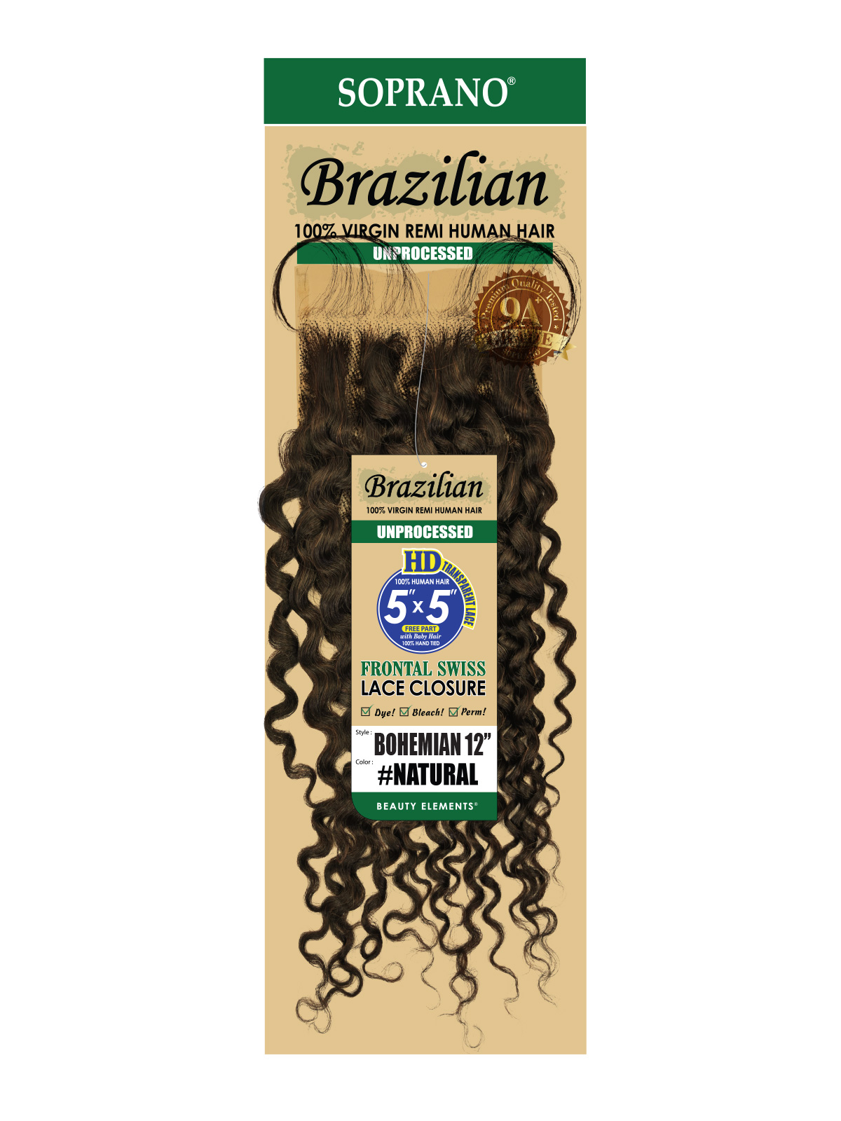 BRAZILIAN REMI 5X5 FULL LACE CLOSURE BOHEMIAN 12"