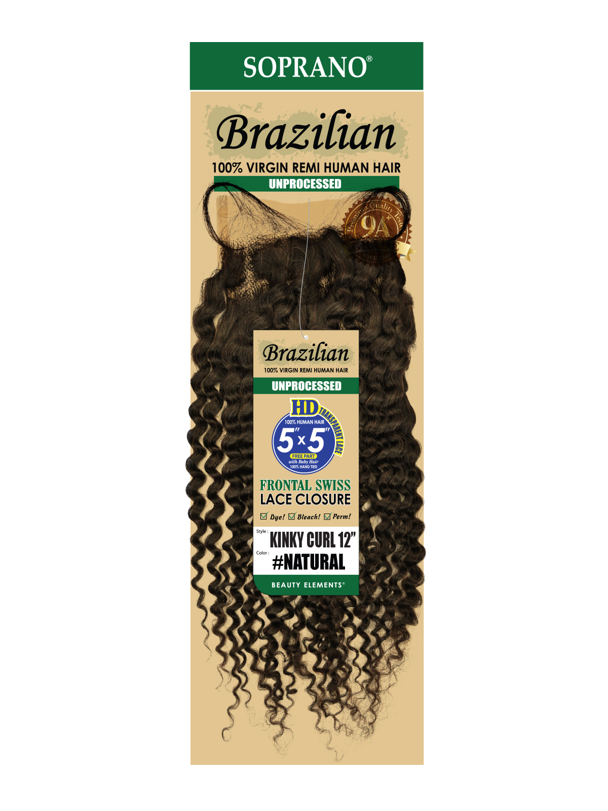 SOPRANO HH BRAZILIAN 5X5 HD FULL LACE CLOSURE KINKY CURL