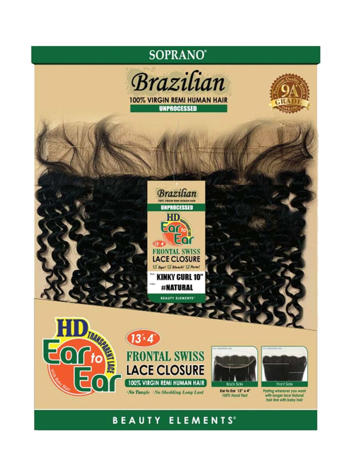 SOPRANO HH VIRGIN REMI 13X4 HD Ear to Ear FULL LACE CLOSURE "KINKY CURL"