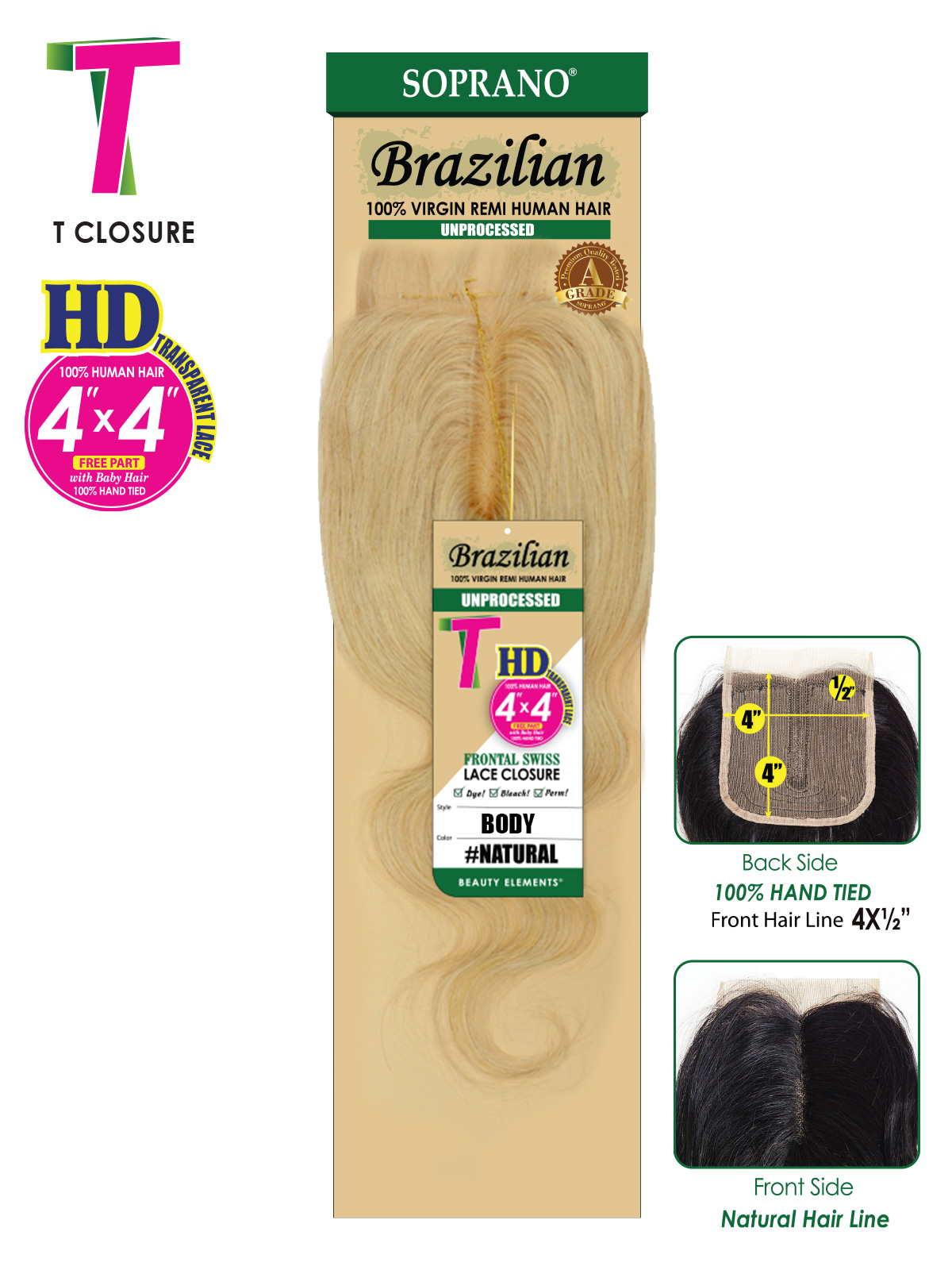 HH BRAZILIAN REMI T(4X4) LACE CLOSURE BODY