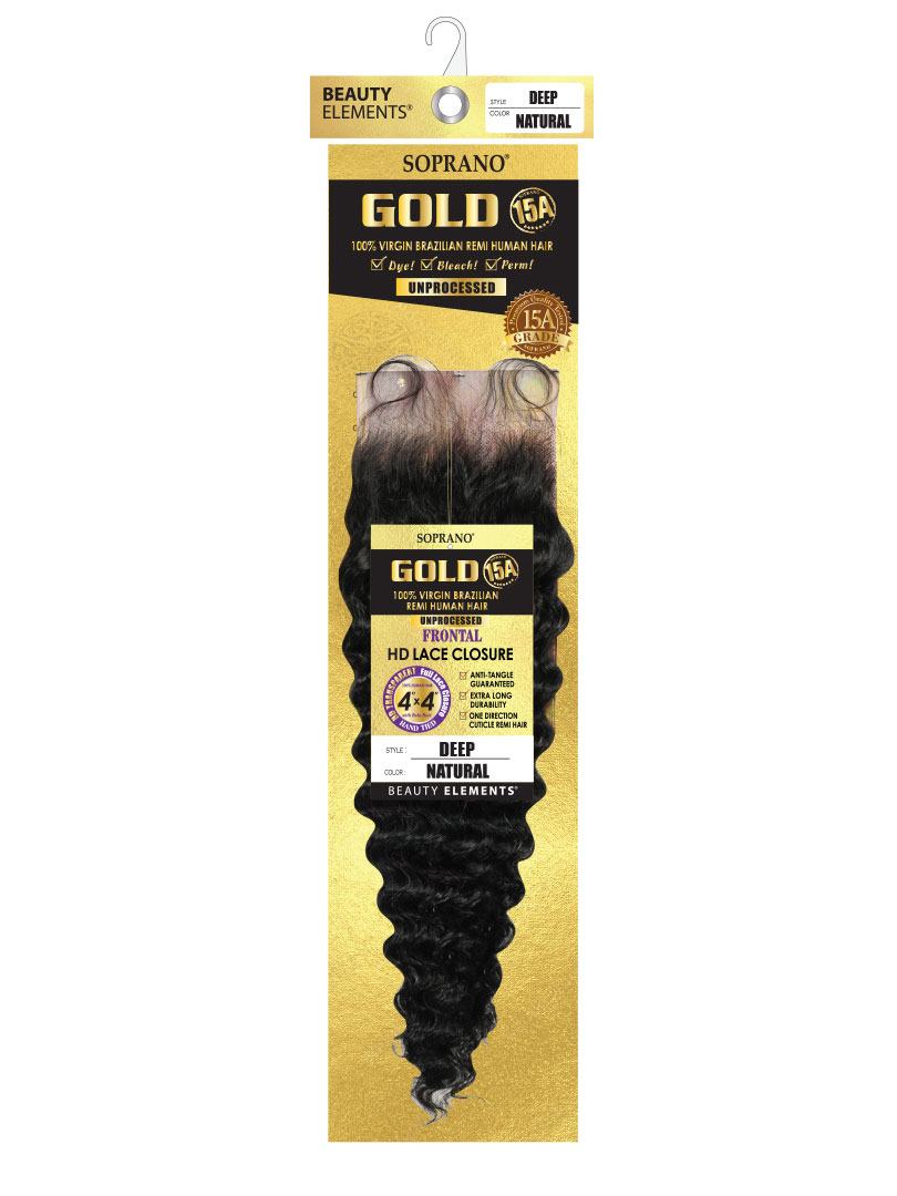 SOPRANO HH GOLD 15A Brazilian REMI 4X4 FULL LACE CLOSURE DEEP