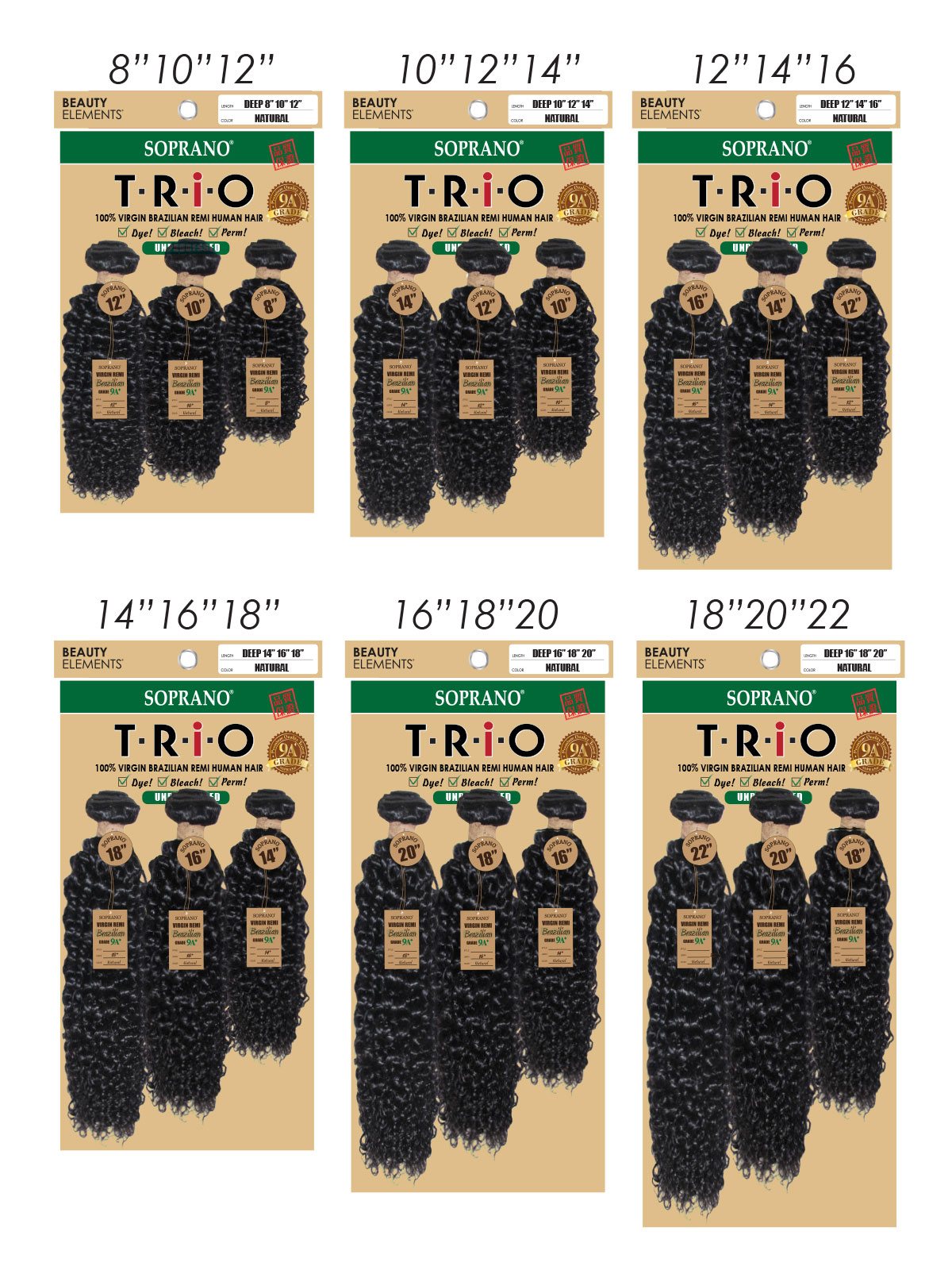 SOPRANO Human Hair TRIO BRAZILIAN REMI BUNDLE"BOHEMIAN (TRIO 3PC)