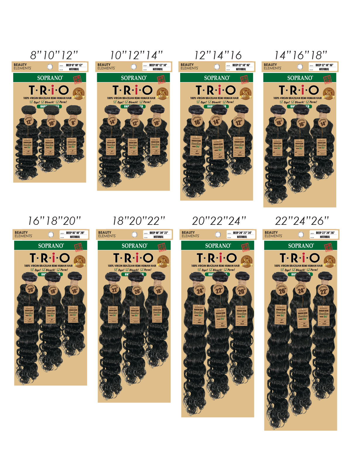 SOPRANO Human Hair TRIO BRAZILIAN REMI BUNDLE "DEEP" (TRIO 3PCS)