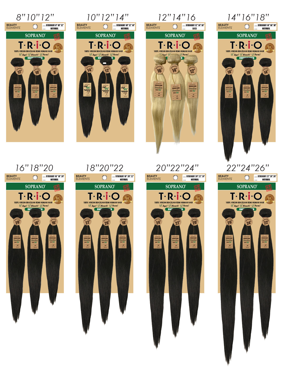 SOPRANO Human Hair TRIO BRAZILIAN REMI BUNDLE "STR"(TRIO 3PCS)