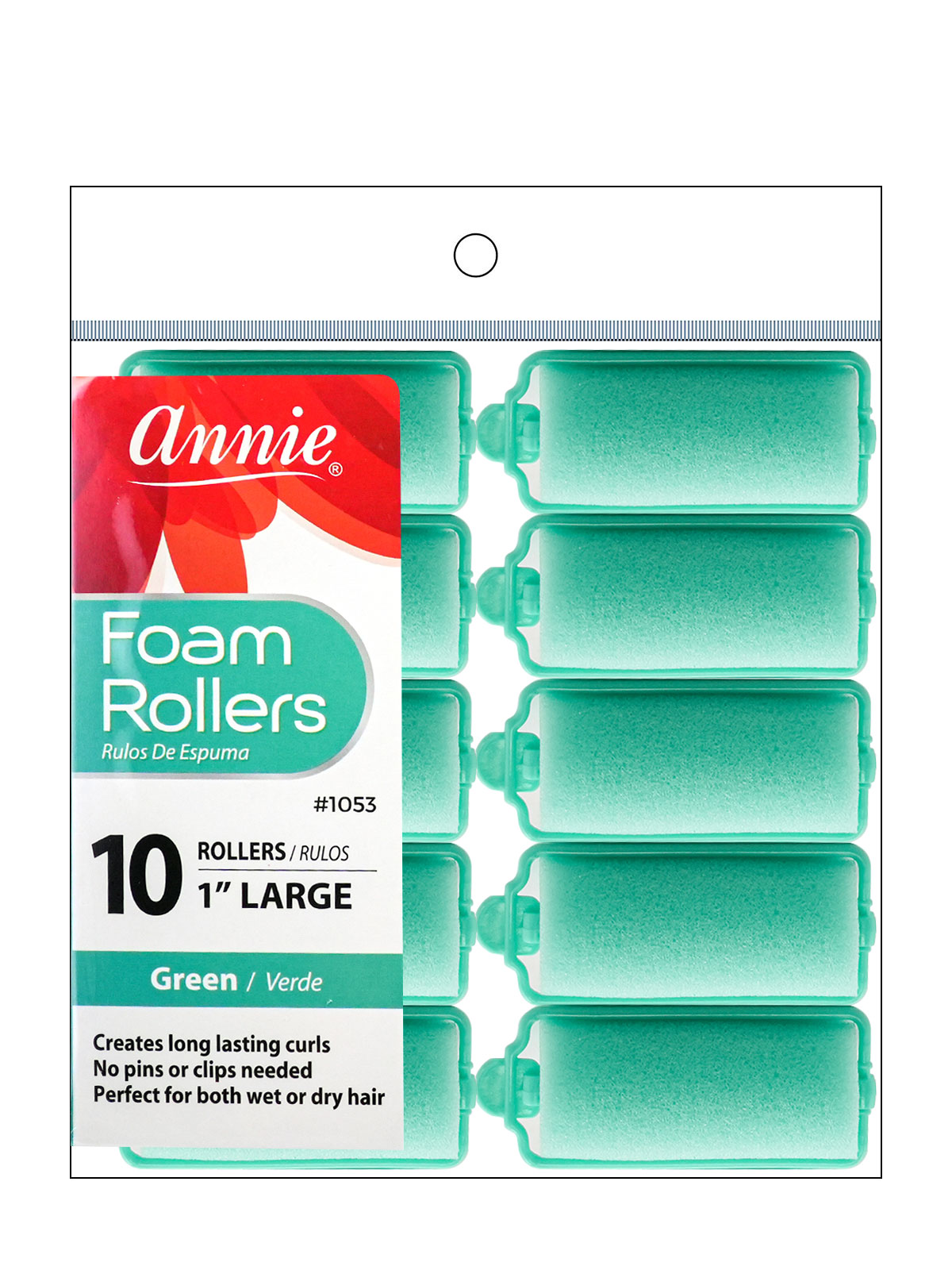ANNIE #1053 FOAM ROLLERS (GREEN/LARGE) - 6PCS/PK