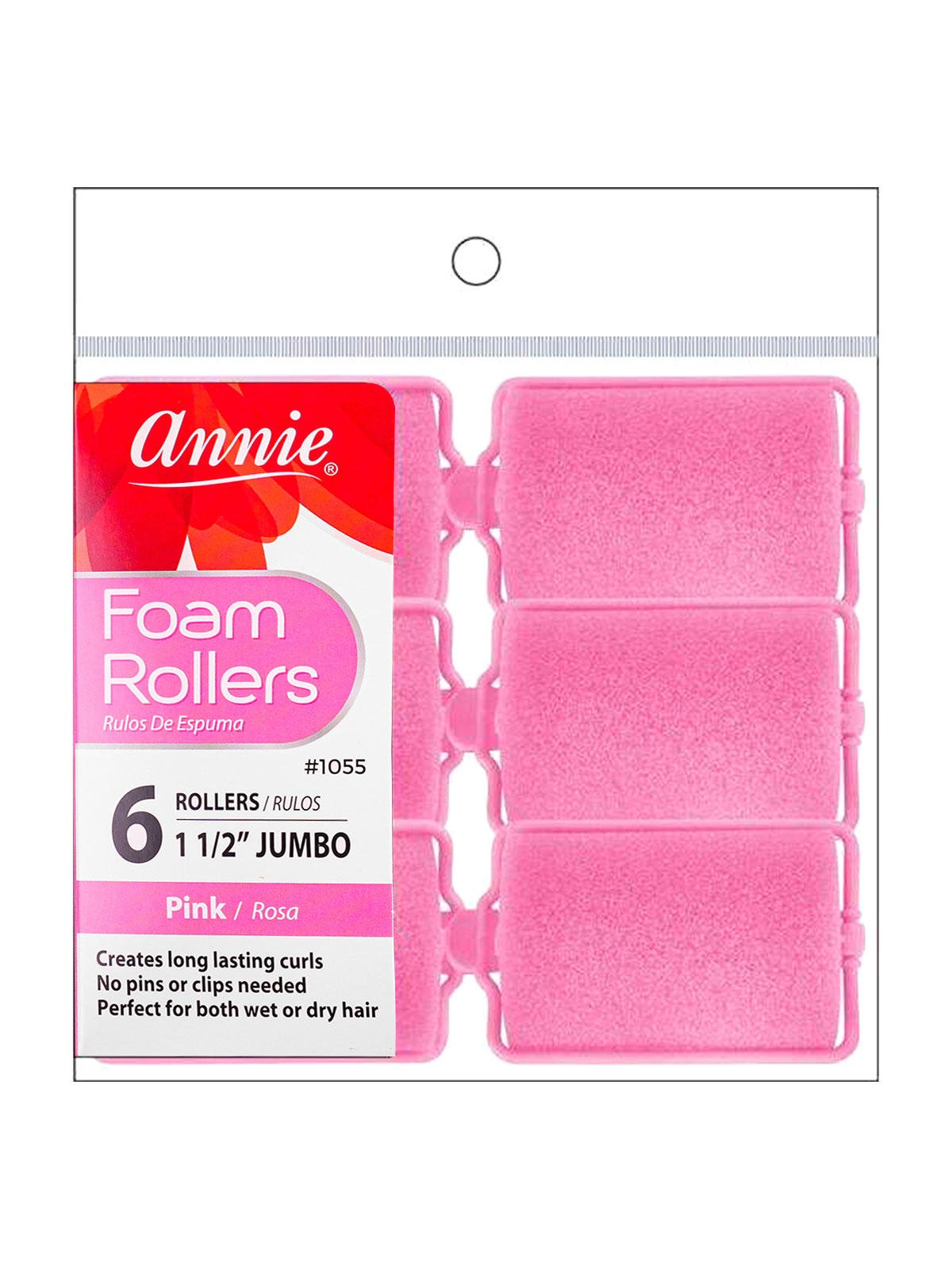 ANNIE #1055 FOAM ROLLERS (PINK/JUMBO) - 6PCS/PK