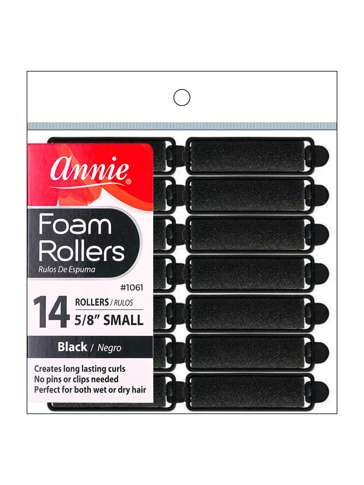 ANNIE #1061 FOAM ROLLERS (BLACK/SMALL) - 6PCS/PK