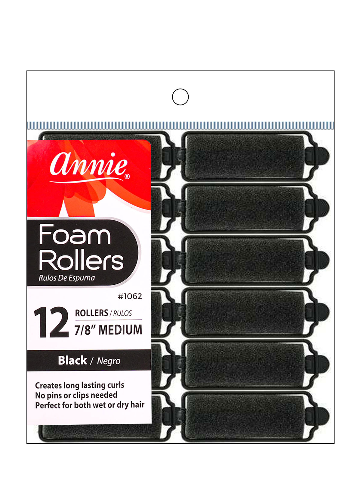 ANNIE #1062 FOAM ROLLERS (BLACK/MEDIUM) - 6PCS/PK
