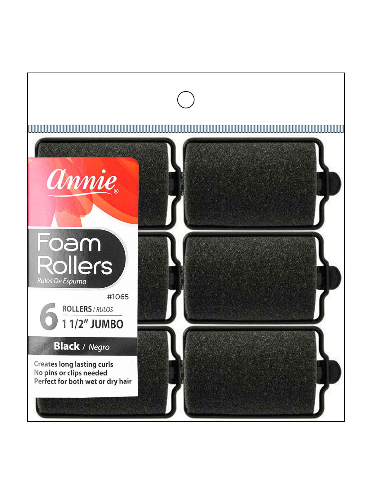 ANNIE #1065 FOAM ROLLERS (BLACK/JUMBO) - 6PCS/PK