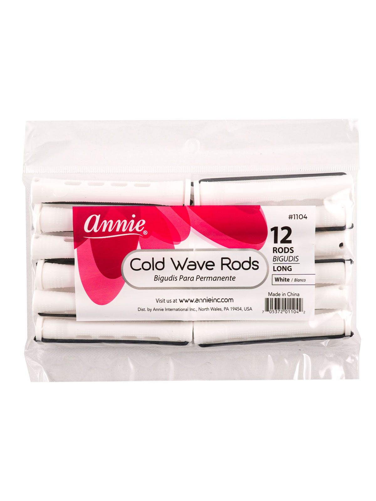 ANNIE #1104 COLD WAVE ROD (WHITE/LONG) - 12PCS/PK