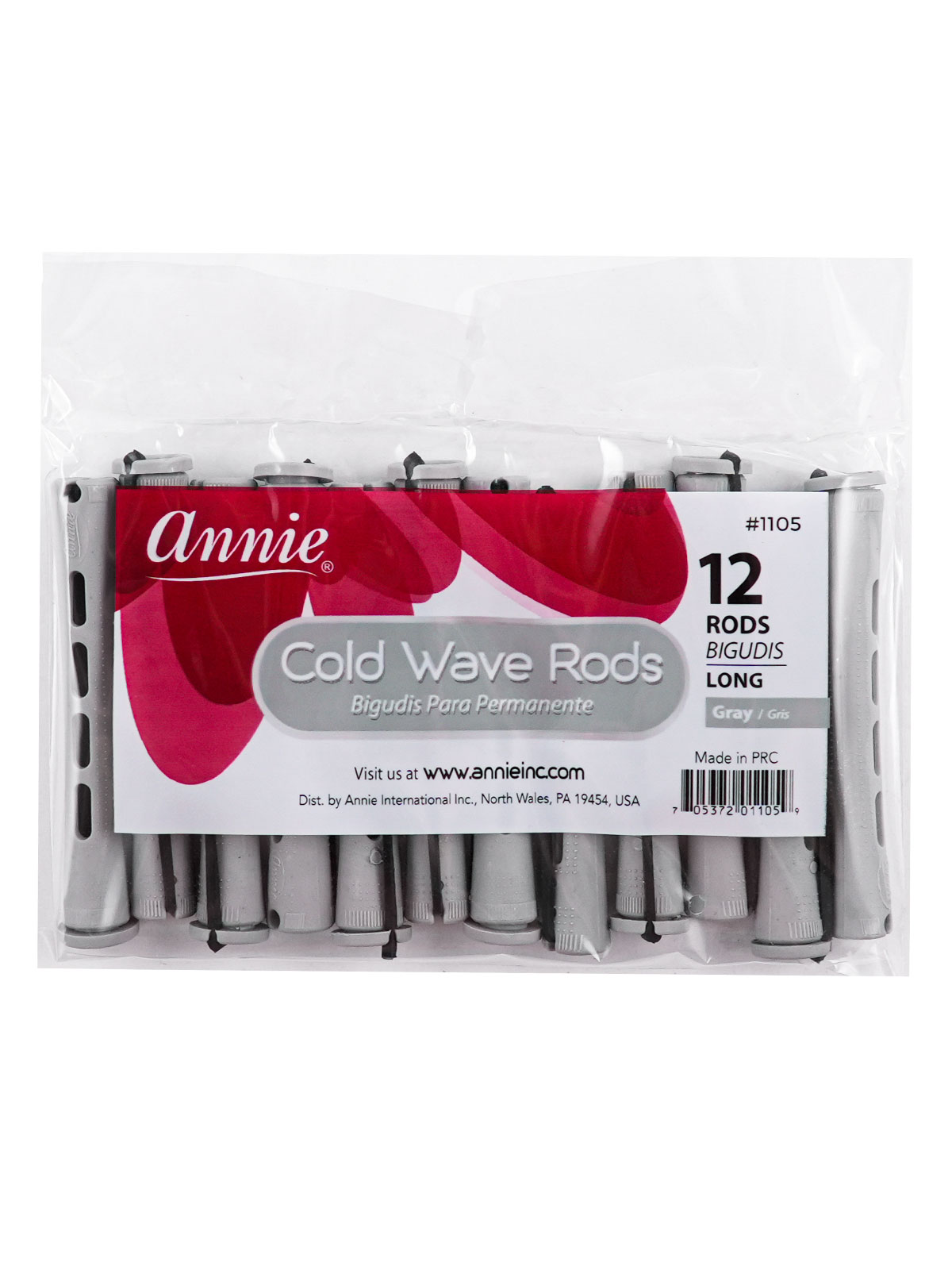 ANNIE #1105 COLD WAVE ROD (GREY/LONG) - 12PCS/PK