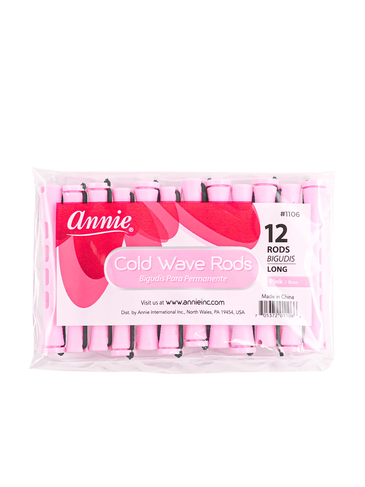 ANNIE #1106 COLD WAVE ROD (PINK/LONG) - 12PCS/PK