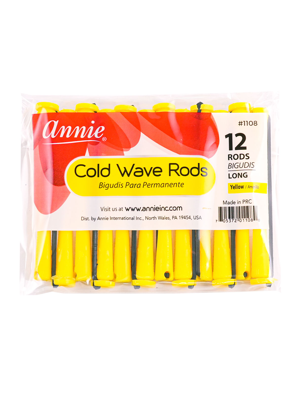 ANNIE #1108 COLD WAVE ROD (YELLOW/LONG) - 12PCS/PK