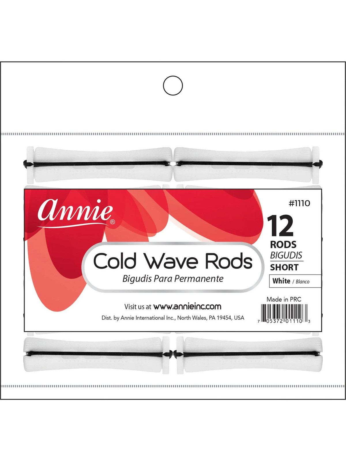 ANNIE #1110 COLD WAVE ROD (WHITE/SHORT) - 12PCS/PK