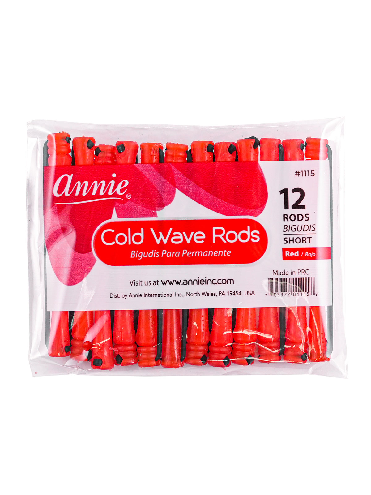 ANNIE #1115 COLD WAVE ROD (RED/SHORT) - 12PCS/PK