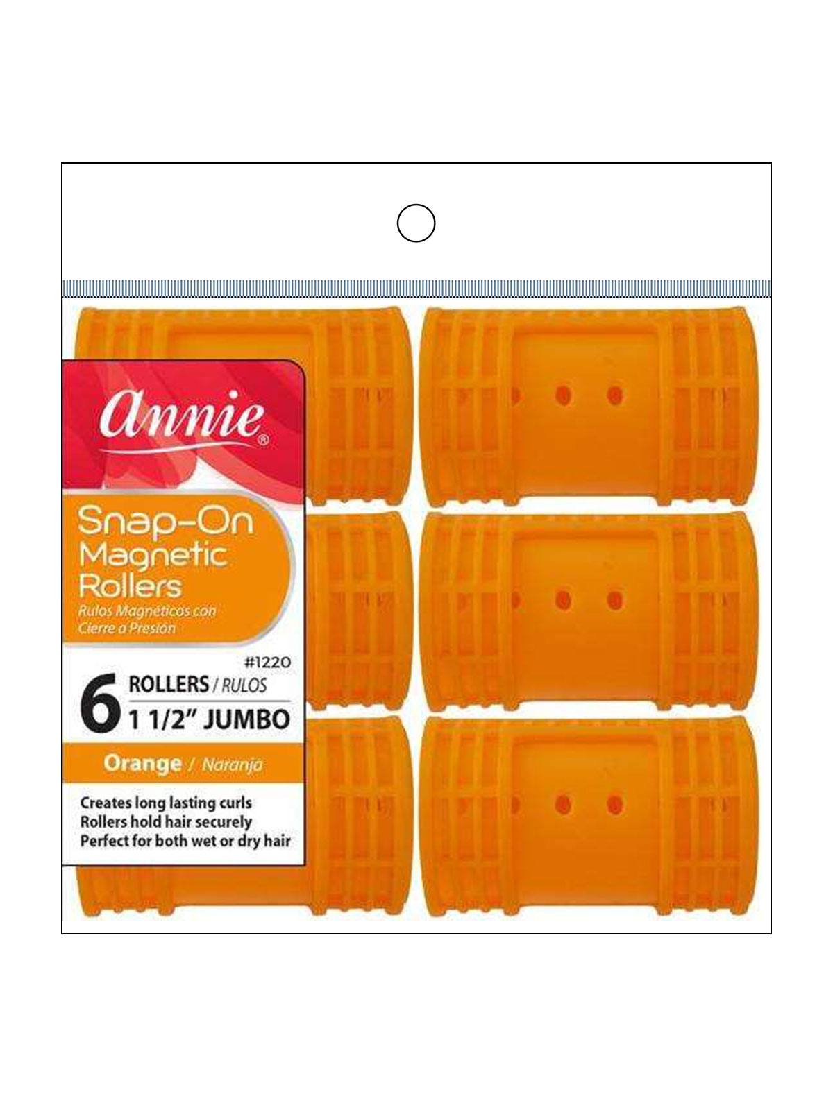ANNIE #1220 SNAP-ON MAGNETIC ROLLERS (ORANGE/JB) - 6PCS/PK