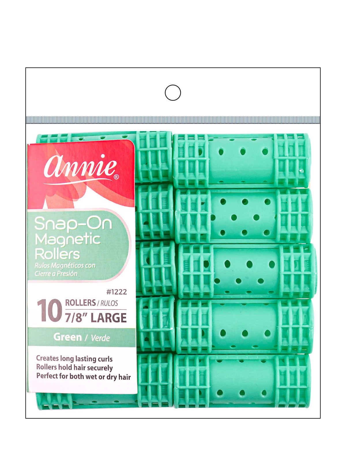 ANNIE #1222 SNAP-ON MAGNETIC ROLLERS (GREEN/LARGE) - 6PCS/PK