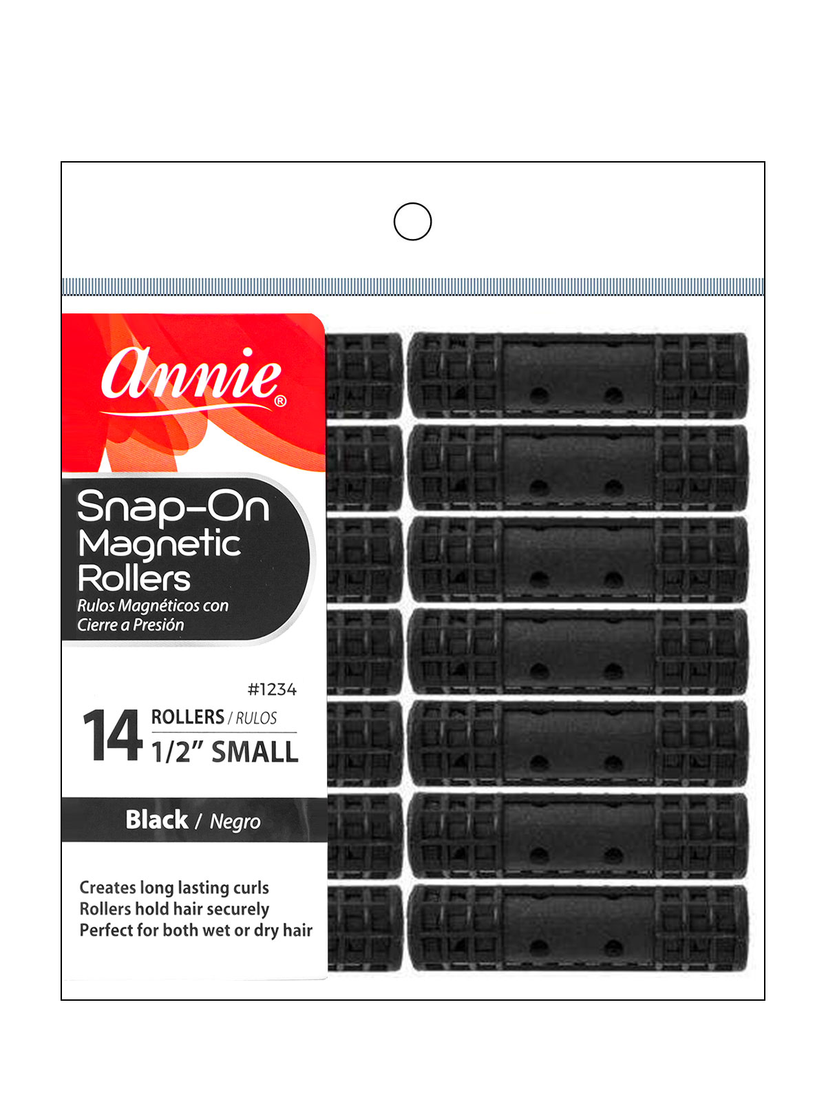 ANNIE #1234 SNAP-ON MAGNETIC ROLLERS (BLACK/SMALL) - 6PCS/PK