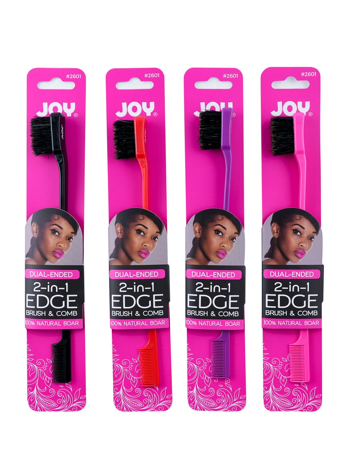ANNIE #2601 JOY 2-IN-1 EDGE BRUSH & COMB ASST (12PC/PK) - PK