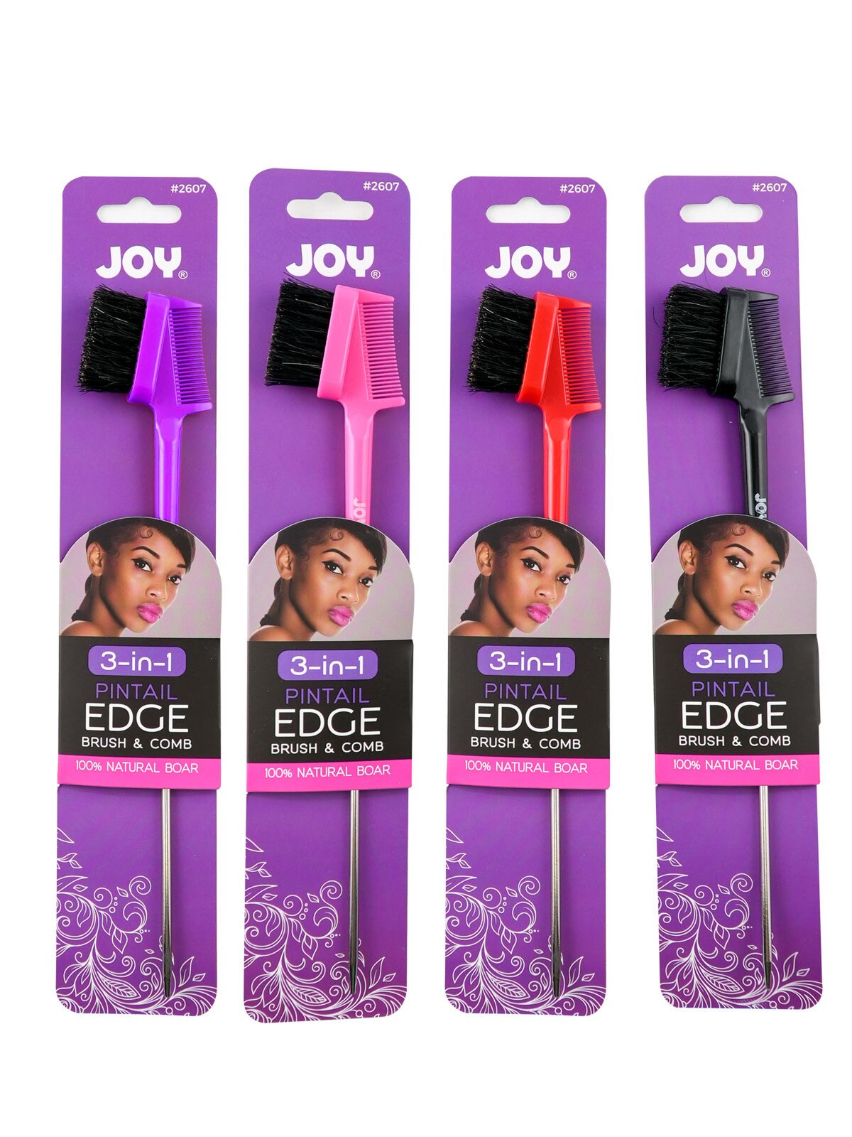 ANNIE #2607 3-IN-1 PINTAIL EDGE BRUSH & COMB BOAR BRISTLE ASST. (12PC/PK) - PK